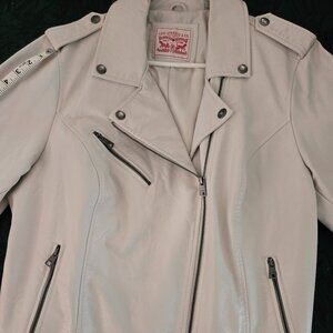 ✨ Levi Strauss & Co. Faux Leather Moto Jacket ✨  Women’s Size 2X | Ivory / Off-W